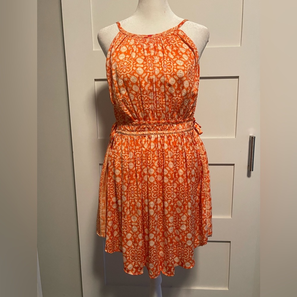 Free People Orange Boho Tunic Sleeveless Blouse Size Medium